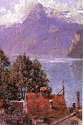 John Douglas Woodward Brunnen, Lake Lucerne USA oil painting reproduction